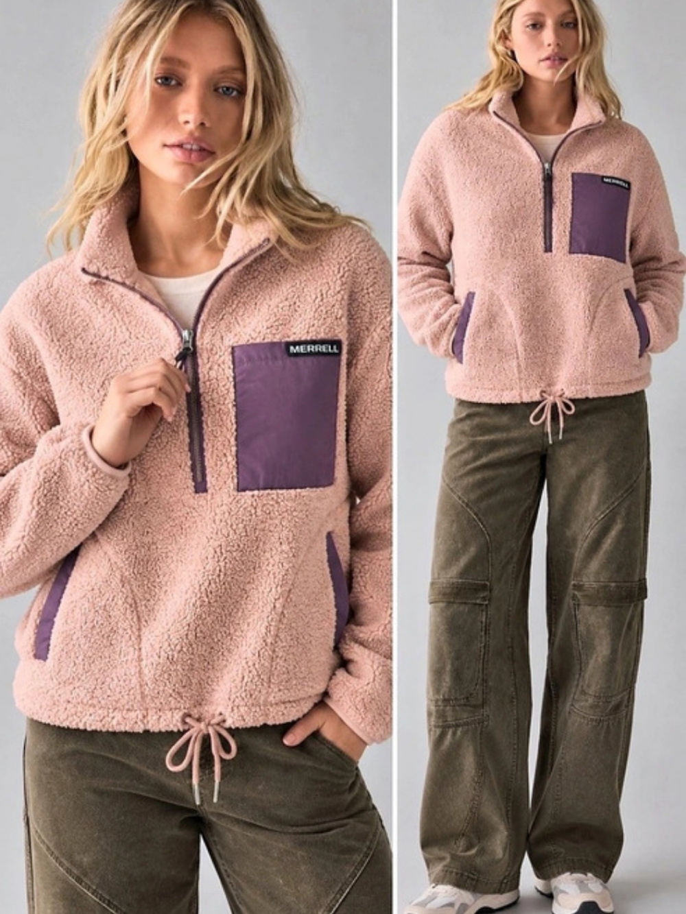 NWT Merrell Urban Outfitters Senna Piled Fleece 1/4 Zip Jacket Size Large Rose